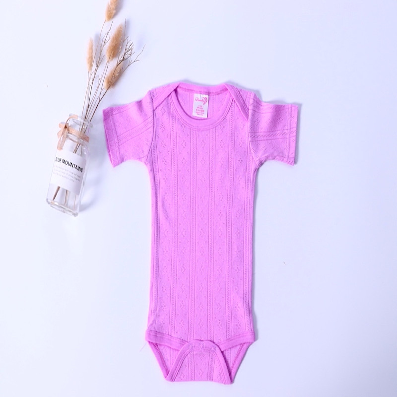 6M short Sleeve Jacquard Cotton Breathable Summer Baby Onesie 6 colors